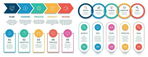 processi passaggi Infografica grafico. attività commerciale diagramma passo vettore