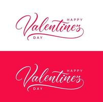 felice giorno di san valentino testo calligrafico vacanza scritto a mano per banner, biglietto di auguri, poster, flyer, intestazione. vettore scritta a mano st. San Valentino isolato su sfondo rosso e bianco.