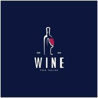 vino logo con vino bicchieri e bottiglie.per notte club, bar, caffè e vino negozi. vettore