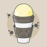 simpatico personaggio tazza da caffè illustrazione stile sette vettore