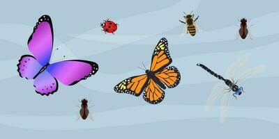 carino cartone animato insetti. vettore illustrazione
