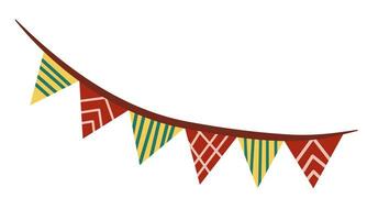 Vintage ▾ circo festivo bandiera ghirlanda vettore illustrazione. geometrico modello semplice piatto stile, isolato su bianca sfondo. carnevale, compleanno, circo confine decorazione.
