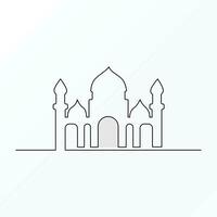 Ramadan karim continuo singolo linea arte disegno e moschea uno linea vettore arte illustrazione