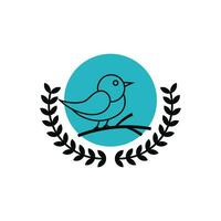 carino uccello su ramo logo design idea vettore
