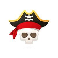 pirata cranio indossare un' pelle cappello vettore isolato su bianca sfondo.