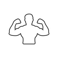 bodybuilder atleta mostrando il suo muscolo braccia. linea arte. vettore