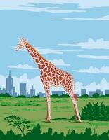 giraffa nel nairobi nazionale parco Kenia est Africa arte deco wpa manifesto arte vettore