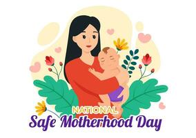 nazionale sicuro maternità giorno vettore illustrazione su 11 aprile con incinta madre e bambini per il assistenza sanitaria di donne e maternità strutture