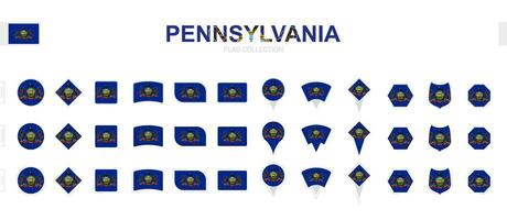 grande collezione di Pennsylvania bandiere di vario forme e effetti. vettore