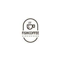 pesce combinare con tazza caffè logo, animale caffè logo concetto vettore