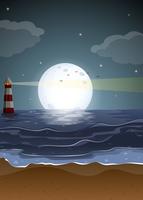 Fullmoon e spiaggia vettore