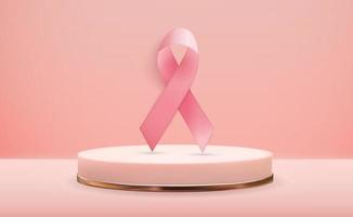 mese di consapevolezza del cancro al seno nastro rosa sfondo illustrazione vettoriale