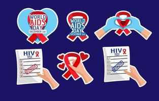 adesivi per la giornata mondiale dell'aids vettore