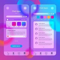 app di chat uiux modello glassmorphism vettore