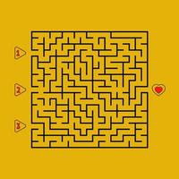labirinto quadrato astratto. gioco per bambini. puzzle per bambini. trova la strada giusta per il cuore. enigma del labirinto. illustrazione vettoriale piatto isolato su sfondo bianco.