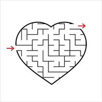 labirinto a forma di cuore astratto. gioco per bambini. puzzle per bambini. un ingresso, un'uscita. enigma del labirinto. semplice illustrazione vettoriale piatto isolato su sfondo bianco.