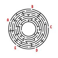 labirinto rotondo astratto. gioco per bambini. puzzle per bambini. trovare la strada giusta. enigma del labirinto. illustrazione vettoriale piatto isolato su sfondo bianco. con posto per la tua immagine.