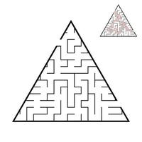 labirinto triangolare astratto. gioco per bambini. puzzle per bambini. un ingresso, un'uscita. enigma del labirinto. illustrazione vettoriale piatto isolato su sfondo bianco. con risposta.