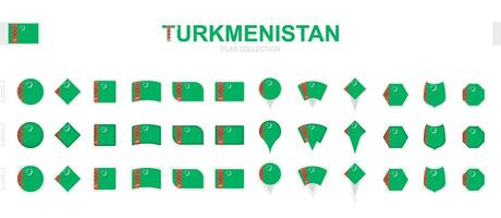 grande collezione di turkmenistan bandiere di vario forme e effetti. vettore