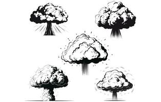 fungo nube icona silhouette, nucleare bomba esplosione vettore