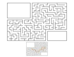 labirinto rettangolare astratto. gioco per bambini. puzzle per bambini. enigma del labirinto. illustrazione vettoriale piatto isolato su sfondo bianco. con risposta. con posto per la tua immagine.