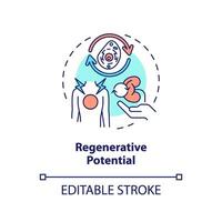 2d modificabile multicolore rigenerativa potenziale icona, semplice isolato vettore, magro linea illustrazione che rappresentano cellula terapia. vettore