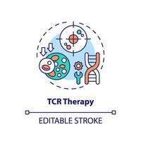 2d modificabile multicolore tcr terapia icona, semplice isolato vettore, magro linea illustrazione che rappresentano cellula terapia. vettore