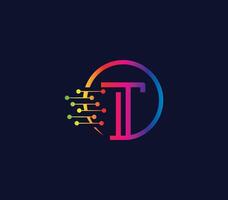 creativo dati tecnologia t lettera moderno logo design azienda concetto vettore