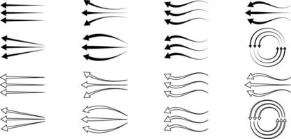 schema silhouette frecce aria flusso icona impostato vettore