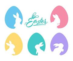 coniglio silhouette su Pasqua uovo sfondo saluto carta decorativo elementi vettore