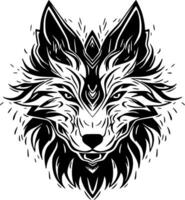 lupo, nero e bianca vettore illustrazione