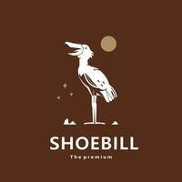 animale shoebill naturale logo vettore icona silhouette retrò fricchettone