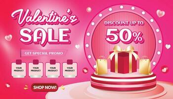 San Valentino febbraio grande vendita bandiera sconto promozione sfondo giorno di paga sociale media vettore