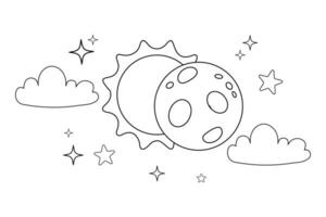 illustrazione schema di solare eclisse nel piatto cartone animato stile vettore