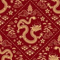 senza soluzione di continuità modello contento Cinese nuovo anno 2024 il Drago zodiaco cartello con asiatico elementi carta tagliare stile su colore sfondo. vettore