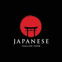 giapponese antico torii cancello logo modello design. tori cancello giapponese eredità, cultura e storia. vettore