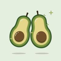 Due avocado metà con le foglie su un' bianca sfondo vettore