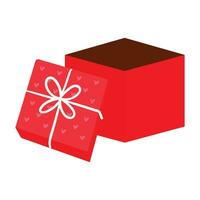 vettore Aperto rosso regalo scatola con arco e nastro su bianca