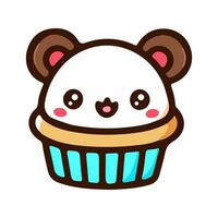 orso Cupcake dolce dolce. piatto design isolato colorato clipart. vettore