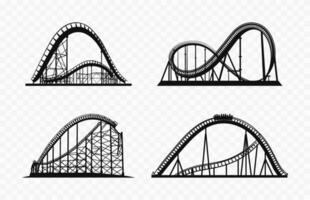 montagne russe silhouette vettore impostare, rullo sottobicchiere Ferrovia cavalcata piatto vettore icona