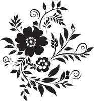 Vintage ▾ noir floreale dettaglio nero vettore icona artistico mano reso viti noir emblema design