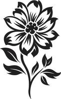moderno floreale schizzo semplice mano disegnato emblema artistico petalo silhouette nero vettore emblema