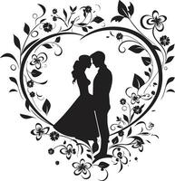 radiante romanza sposa e sposo ritratto telaio estetico amour sposa e sposo decorativo telaio vettore