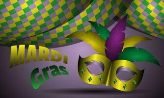 mardi gras manifesto con d'oro maschera vettore