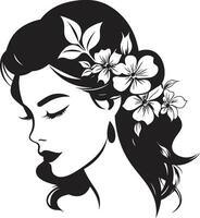 pulito floreale bellezza nero mano disegnato icona capriccioso femminile splendore vettore icona