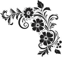 artistico petali mano disegnato floreale vettore icona intricato viti mano disegnato nero logo design