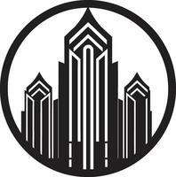 centro grattacielo emblema multipiano paesaggio urbano vettore icona cityline Torre silhouette multipiano edificio nel vettore logo