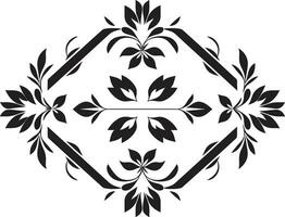 fantasia geometria floreale piastrella icona nero eleganza geometrico floreale design vettore