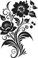 artistico fioriture fatto a mano nero vettore iconico emblema botanico eleganza mano disegnato nero vettore logo design