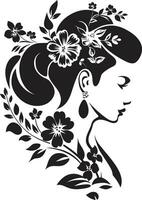 pulito petalo bellezza mano disegnato donna emblema capriccioso femminile splendore vettore icona